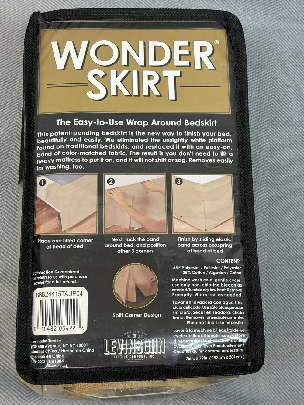 NWT Wonder skirt king size bed skirt with 15 inch drop color taupe split corner